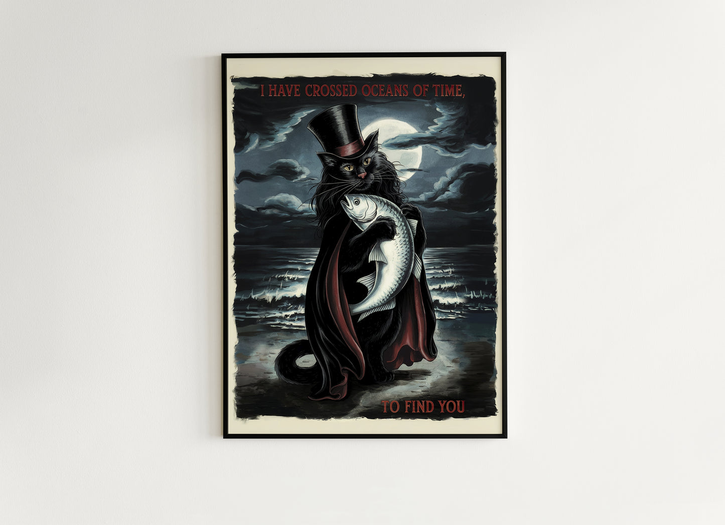 Vampurr, Catula, Vampire Cat Wall Art Print, Whimsigoth Decor, Gothic Dark Romance Poster, Dark Academia, Cottagecore, Dracula Lovers Gift