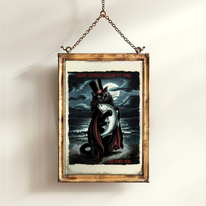 Vampurr, Catula, Vampire Cat Wall Art Print, Whimsigoth Decor, Gothic Dark Romance Poster, Dark Academia, Cottagecore, Dracula Lovers Gift