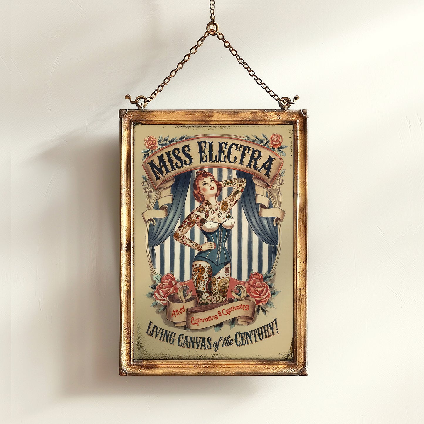 Circus Sideshow Tattooed Lady, Vintage Circus Wall Art, Whimsigoth Decor, Freakshow, Side show Print, Oddities & Curiosities Poster