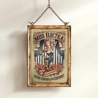 Circus Sideshow Tattooed Lady, Vintage Circus Wall Art, Whimsigoth Decor, Freakshow, Side show Print, Oddities & Curiosities Poster
