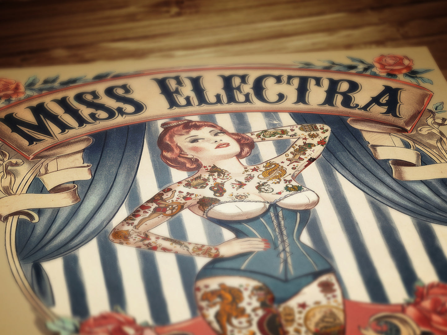 Circus Sideshow Tattooed Lady, Vintage Circus Wall Art, Whimsigoth Decor, Freakshow, Side show Print, Oddities & Curiosities Poster