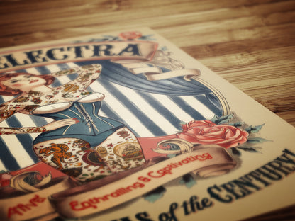 Circus Sideshow Tattooed Lady, Vintage Circus Wall Art, Whimsigoth Decor, Freakshow, Side show Print, Oddities & Curiosities Poster