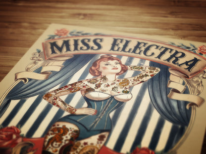 Circus Sideshow Tattooed Lady, Vintage Circus Wall Art, Whimsigoth Decor, Freakshow, Side show Print, Oddities & Curiosities Poster