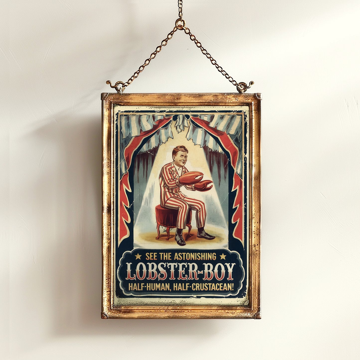 Circus Sideshow Lobster Boy, Vintage Circus Wall Art, Whimsigoth Decor, Carnival Freakshow, Side show Print, Oddities & Curiosities Poster