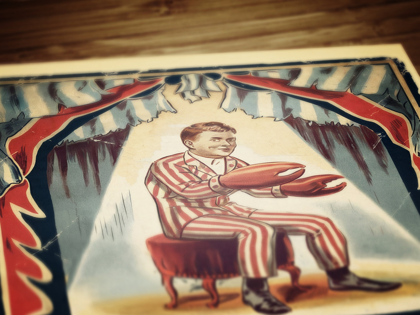Circus Sideshow Lobster Boy, Vintage Circus Wall Art, Whimsigoth Decor, Carnival Freakshow, Side show Print, Oddities & Curiosities Poster