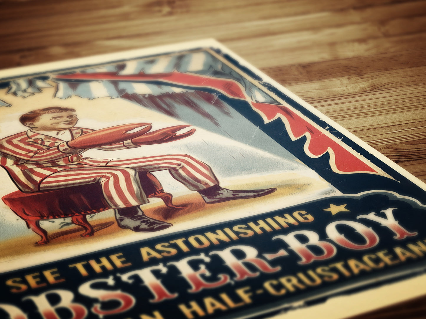 Circus Sideshow Lobster Boy, Vintage Circus Wall Art, Whimsigoth Decor, Carnival Freakshow, Side show Print, Oddities & Curiosities Poster