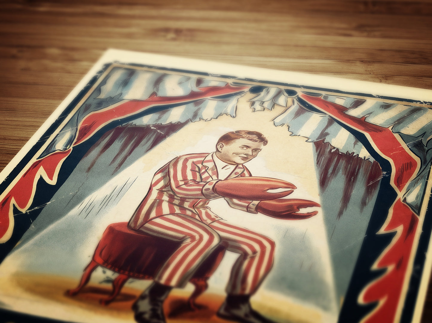 Circus Sideshow Lobster Boy, Vintage Circus Wall Art, Whimsigoth Decor, Carnival Freakshow, Side show Print, Oddities & Curiosities Poster