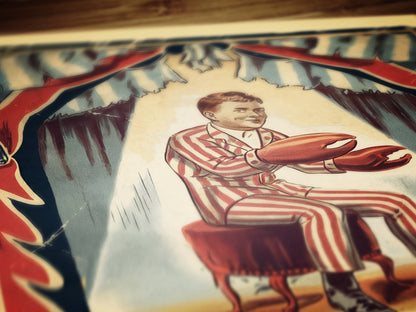 Circus Sideshow Lobster Boy, Vintage Circus Wall Art, Whimsigoth Decor, Carnival Freakshow, Side show Print, Oddities & Curiosities Poster