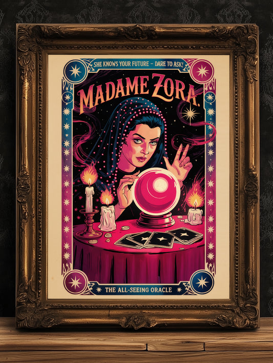 Circus Sideshow Fortune Teller, Vintage Circus Wall Art, Whimsigoth Decor, Carnival Freakshow, Side show Print Oddities & Curiosities Poster