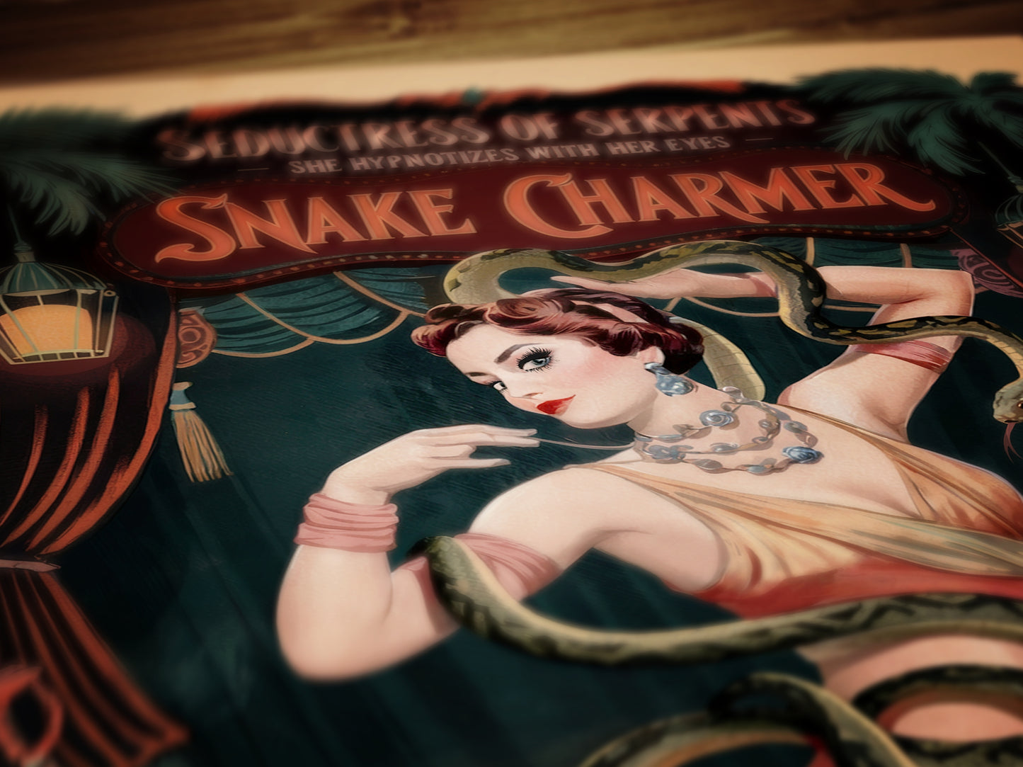 Circus Sideshow Snake Charmer, Vintage Circus Wall Art, Whimsigoth Decor, Carnival Freakshow, Side show Print, Oddities & Curiosities Poster