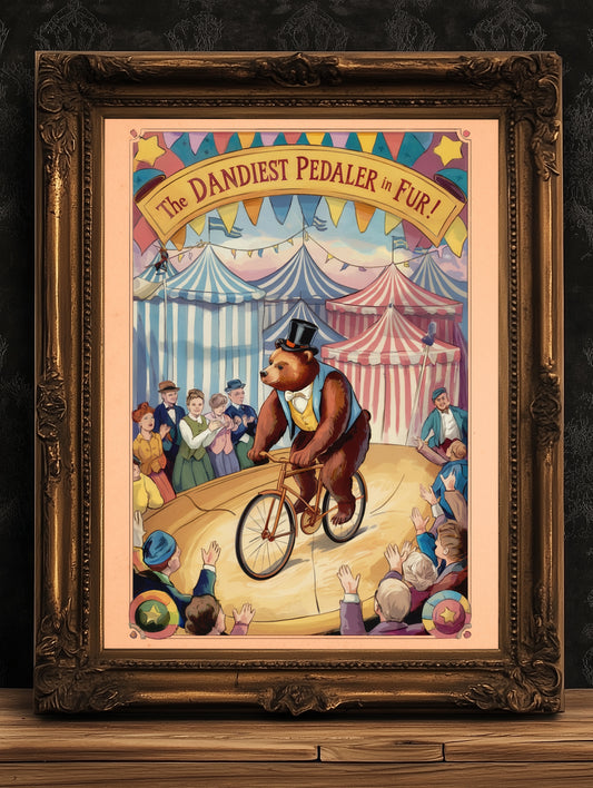 Circus Sideshow Circus Bear, Vintage Circus Performer Wall Art, Whimsigoth Decor, Carnival Side show Print, Oddities & Curiosities Poster
