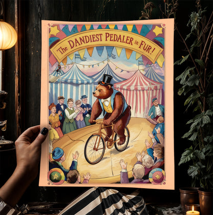 Circus Sideshow Circus Bear, Vintage Circus Performer Wall Art, Whimsigoth Decor, Carnival Side show Print, Oddities & Curiosities Poster