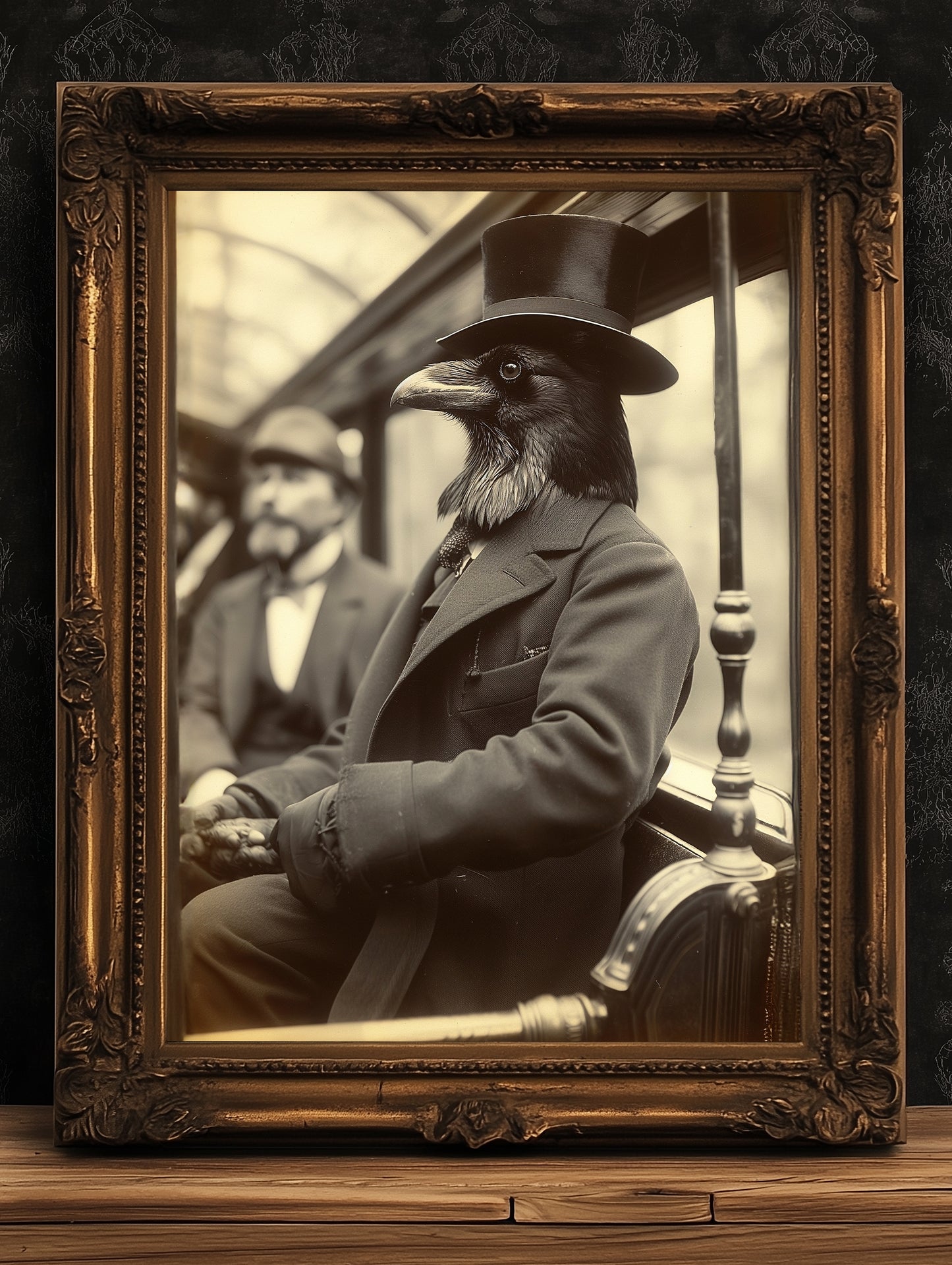 Gothic Gentleman Crow Vintage Poster, Art Poster Print, Home Wall Decor, Victorian Raven, Dark Academia, Retro Weird Stuff Art Gift