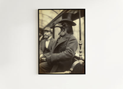 Gothic Gentleman Crow Vintage Poster, Art Poster Print, Home Wall Decor, Victorian Raven, Dark Academia, Retro Weird Stuff Art Gift