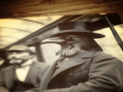 Gothic Gentleman Crow Vintage Poster, Art Poster Print, Home Wall Decor, Victorian Raven, Dark Academia, Retro Weird Stuff Art Gift