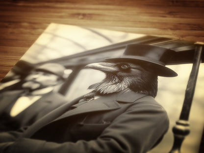 Gothic Gentleman Crow Vintage Poster, Art Poster Print, Home Wall Decor, Victorian Raven, Dark Academia, Retro Weird Stuff Art Gift