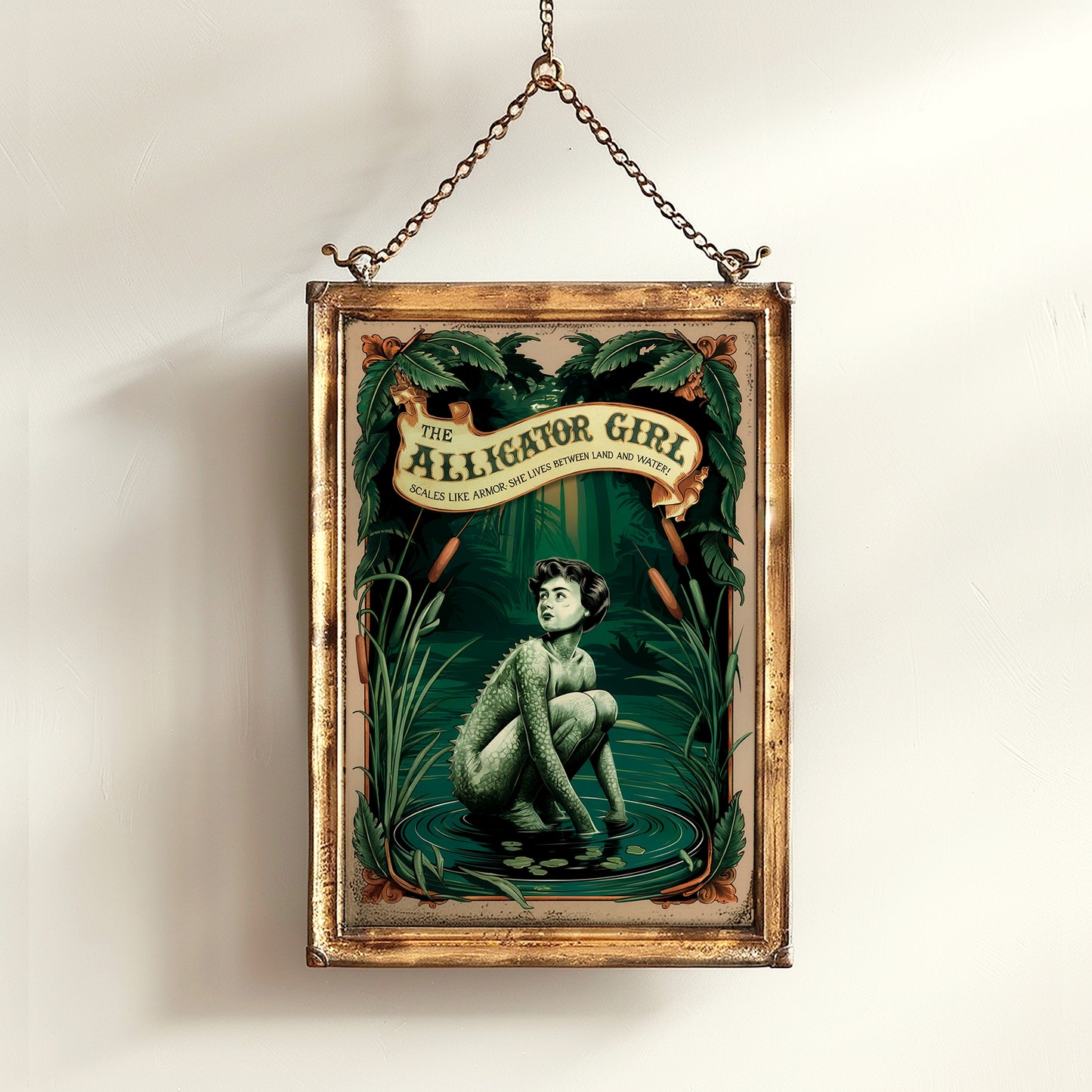 Circus Sideshow Alligator Girl, Vintage Circus Wall Art, Whimsigoth Decor, Carnival Freakshow, Side show Print Oddities & Curiosities Poster