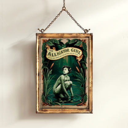 Circus Sideshow Alligator Girl, Vintage Circus Wall Art, Whimsigoth Decor, Carnival Freakshow, Side show Print Oddities & Curiosities Poster