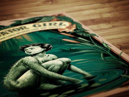 Circus Sideshow Alligator Girl, Vintage Circus Wall Art, Whimsigoth Decor, Carnival Freakshow, Side show Print Oddities & Curiosities Poster