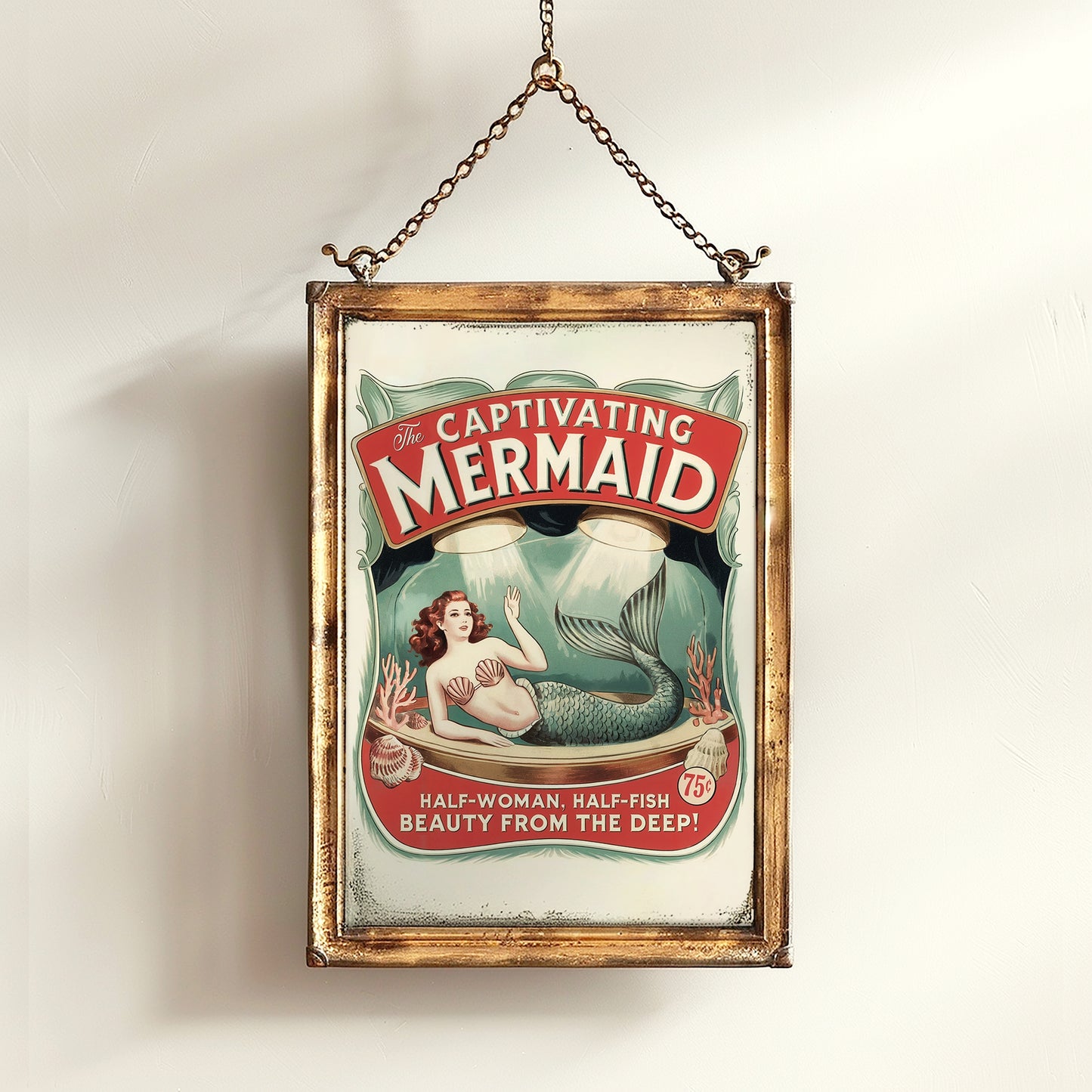Circus Sideshow Mermaid Girl, Vintage Circus Wall Art, Whimsigoth Decor, Carnival Freakshow, Side Show Print Oddities & Curiosities Poster
