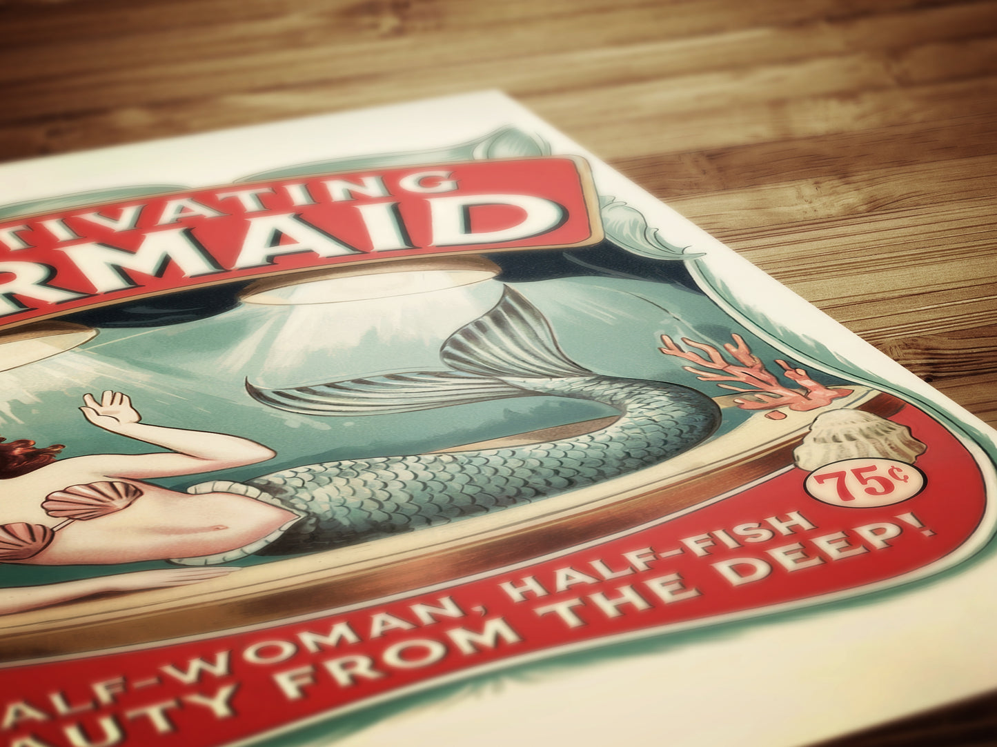 Circus Sideshow Mermaid Girl, Vintage Circus Wall Art, Whimsigoth Decor, Carnival Freakshow, Side Show Print Oddities & Curiosities Poster