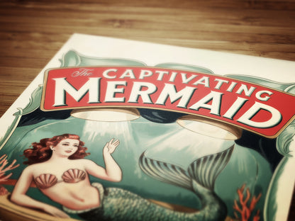 Circus Sideshow Mermaid Girl, Vintage Circus Wall Art, Whimsigoth Decor, Carnival Freakshow, Side Show Print Oddities & Curiosities Poster