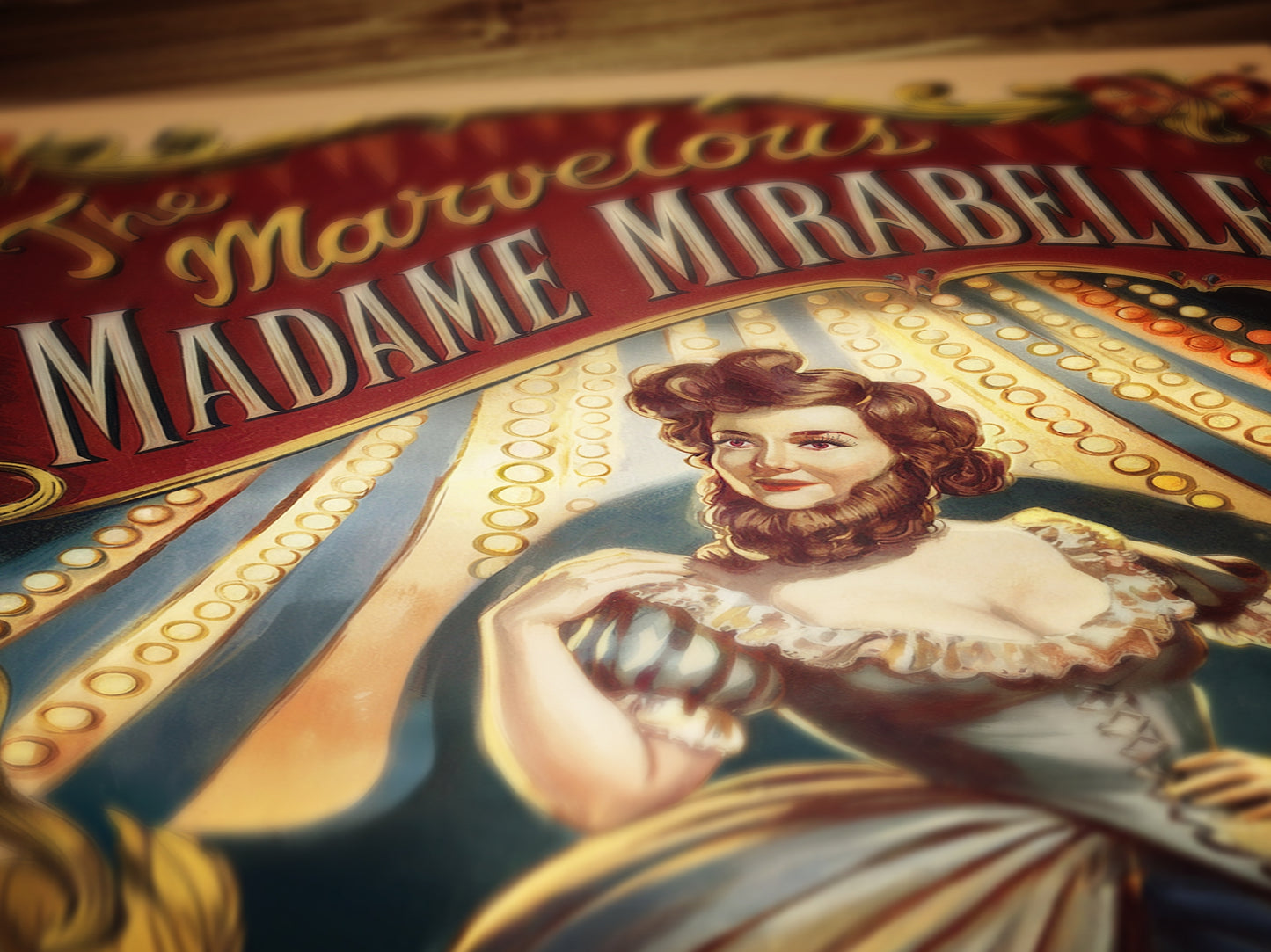 Circus Sideshow Bearded Lady, Vintage Circus Wall Art, Whimsigoth Decor, Carnival Freakshow, Side show Print, Oddities & Curiosities Poster