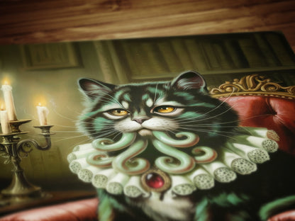 Cathulhu Poster, Whimsigoth Decor, Vintage Gothic Black Cat Wall Art, Weirdcore Cat Lovers Gift, Quirky Cat Print, Lovecraft Cthulhu Art