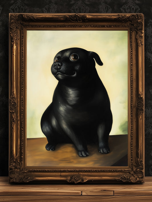 Funny Quirky Dog Wall Art Print, Smiling Pup Portrait, Whimsical Dog Lover Gift, Weird Bathroom Humor, Whimsigoth Decor Poster