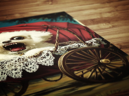 Whimsical Creepy Cute Angry Dog Painting Poster, Funny Surreal Victorian Pets, Whimsigoth Decor Wall Art Print, Weird Items