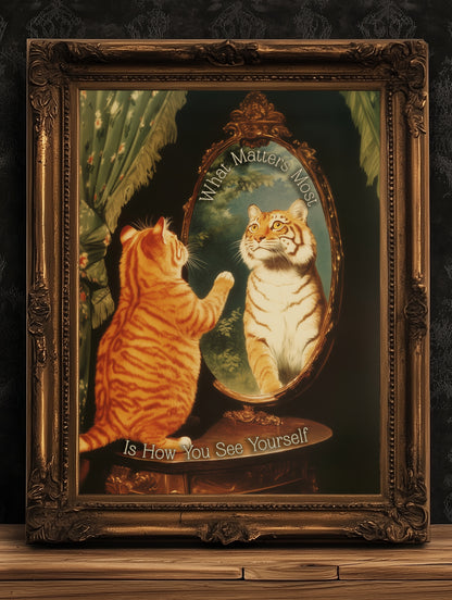 Inspirational Quote Poster, Funny Cat Print for Therapy Office Decor, Motivational Quote Wall Art Gifts, You Are Enough