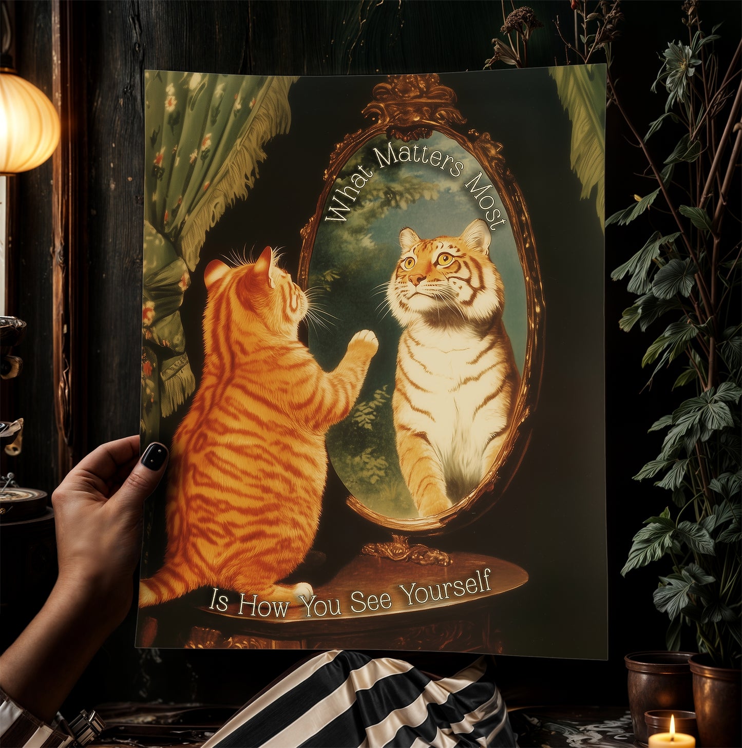 Inspirational Quote Poster, Funny Cat Print for Therapy Office Decor, Motivational Quote Wall Art Gifts, You Are Enough