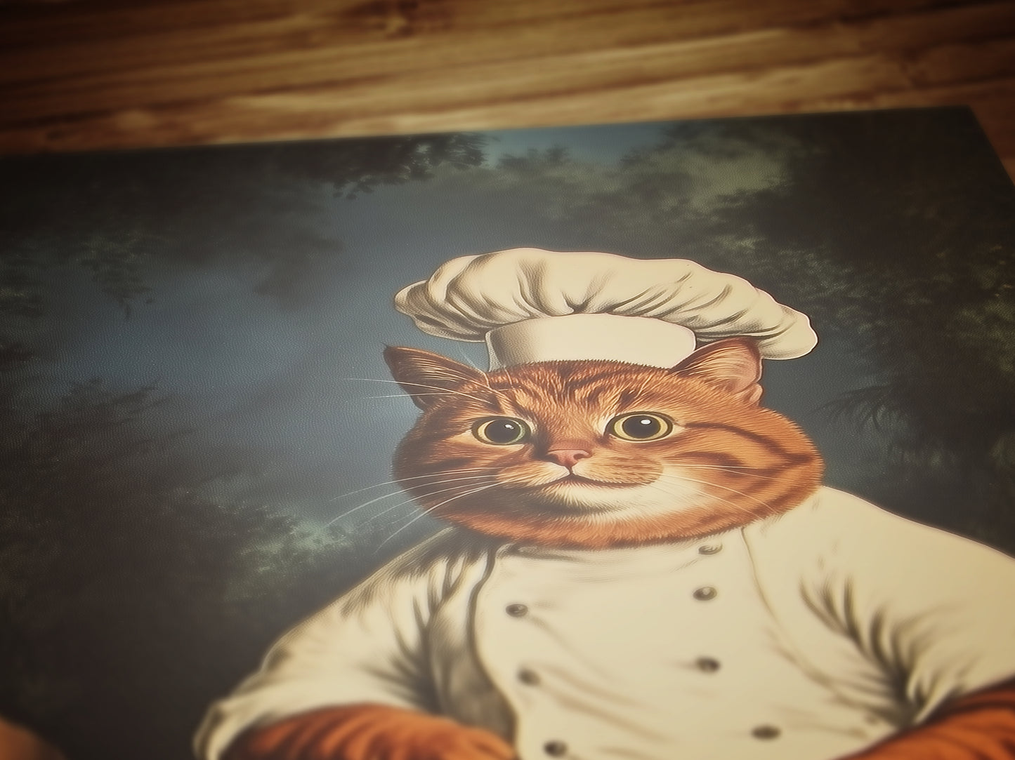 Whimsical Quirky Chef Cat Kneading Art Print, Funny Making Biscuits Wall Art Poster, Whimsigoth Dark Academia Decor, Cat Lovers Gift