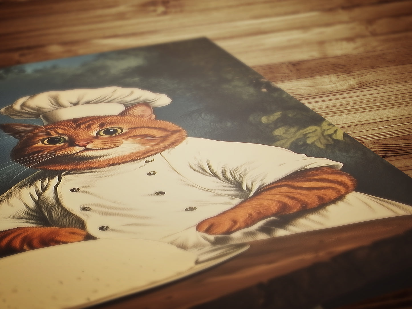 Whimsical Quirky Chef Cat Kneading Art Print, Funny Making Biscuits Wall Art Poster, Whimsigoth Dark Academia Decor, Cat Lovers Gift