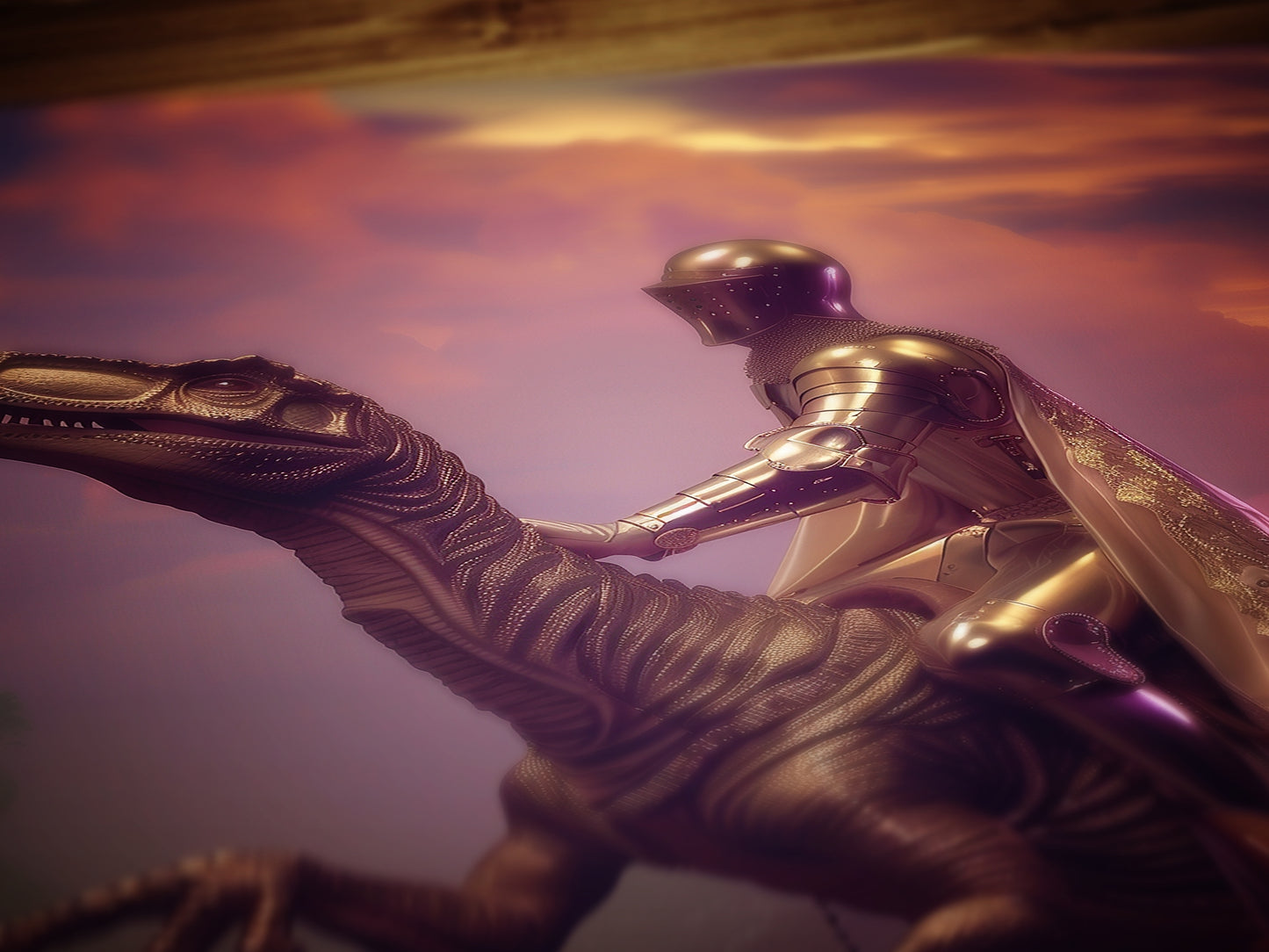 Knight On A dinosaur, Vintage photography, Art Poster Print, Gothic Poster, Jurassic Medieval Knight Art , Dark Academia Castle Core Decor