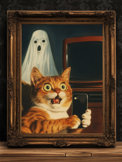 Purranaromal Cativity, Funny Cat Wall Art, Haunted Selfie Scene, Quirky Dark Academia, Weirdcore Whimsigoth Decor, Cat Themed Gifts