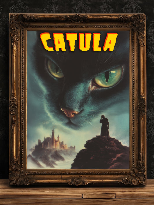Catula The Vampurr, Vampire Cat Art Print, Whimsigoth Halloween Wall Decor, Horror Movie Decor, Nosferatu Lovers Gifts