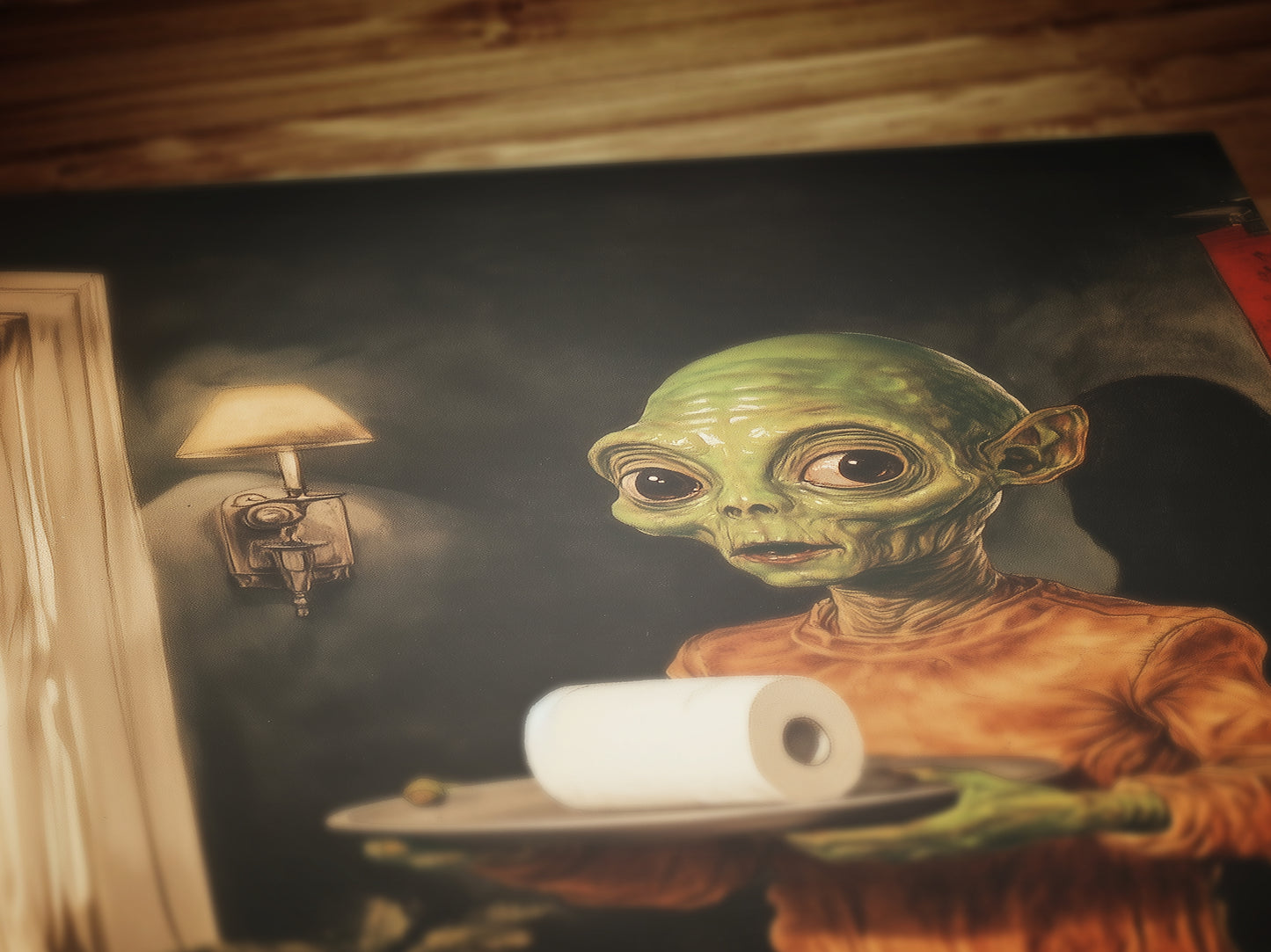 Funny Bathroom Poster, Cute Alien Holding Toilet Paper, Quirky Wall Art, Weirdcore Gift Idea, Weird UFO Print for Goth Toilet Decor