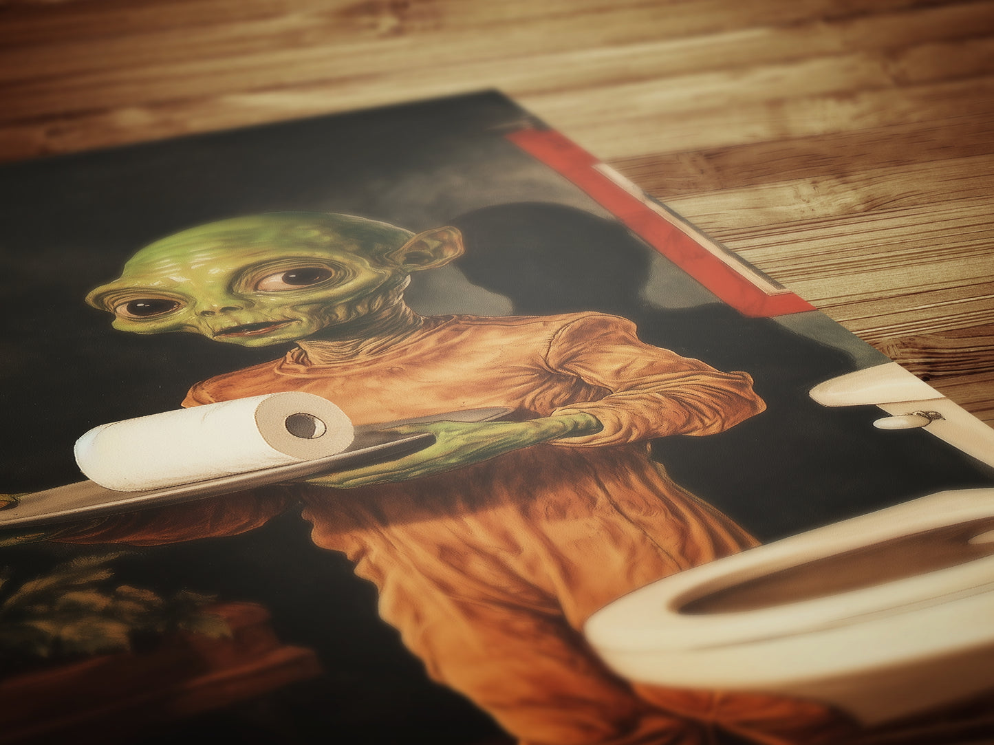 Funny Bathroom Poster, Cute Alien Holding Toilet Paper, Quirky Wall Art, Weirdcore Gift Idea, Weird UFO Print for Goth Toilet Decor