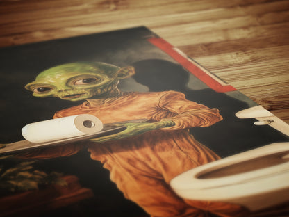 Funny Bathroom Poster, Cute Alien Holding Toilet Paper, Quirky Wall Art, Weirdcore Gift Idea, Weird UFO Print for Goth Toilet Decor