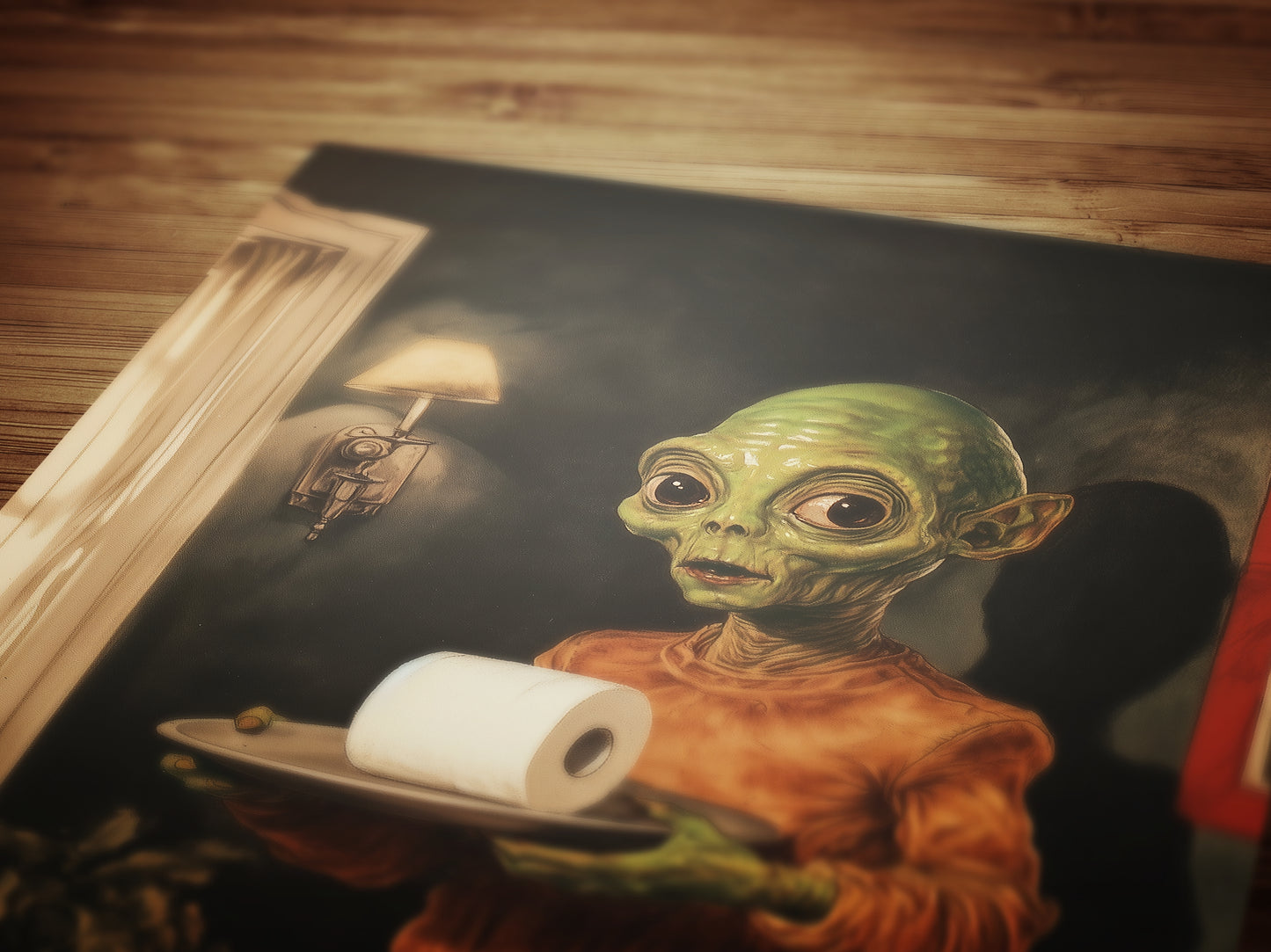 Funny Bathroom Poster, Cute Alien Holding Toilet Paper, Quirky Wall Art, Weirdcore Gift Idea, Weird UFO Print for Goth Toilet Decor