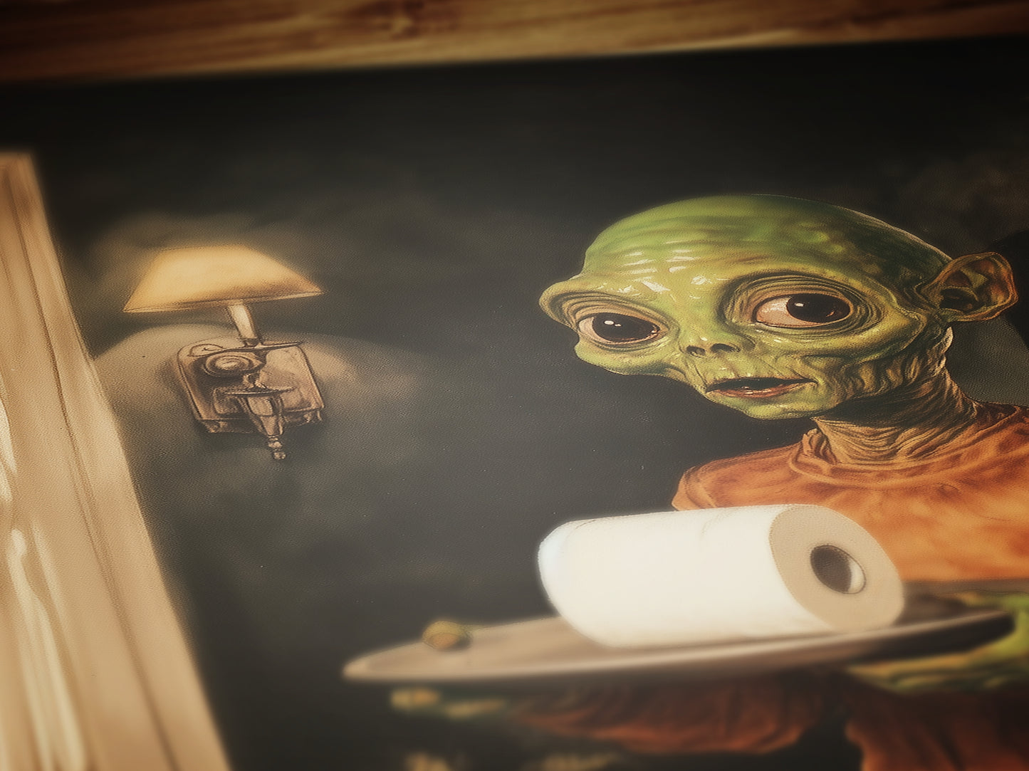 Funny Bathroom Poster, Cute Alien Holding Toilet Paper, Quirky Wall Art, Weirdcore Gift Idea, Weird UFO Print for Goth Toilet Decor