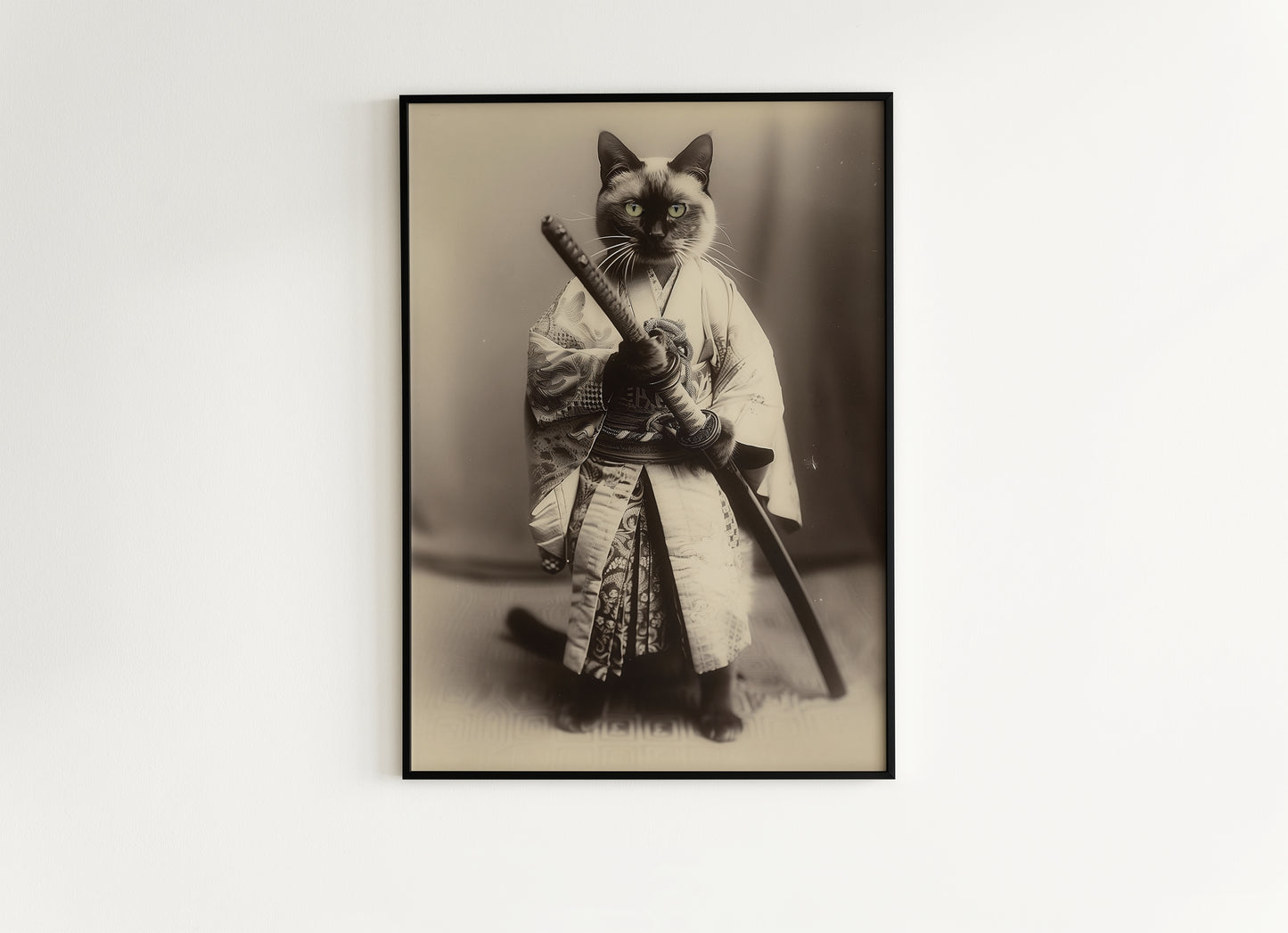 The Last Samurai, Cat Samurai, Vintage photograph, Oddities, Dark Academia Decor, Wall Art Printable, Retro Holiday Gift