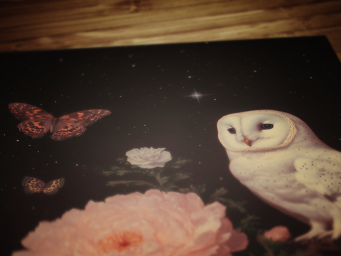 Vintage White Owl Art Print, Gothic Wall Art Poster, Moody Floral Botanical Poster, Dark Academia Aesthetic, Gothic Nature Wall Decor