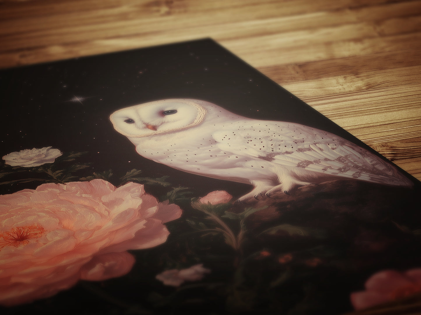 Vintage White Owl Art Print, Gothic Wall Art Poster, Moody Floral Botanical Poster, Dark Academia Aesthetic, Gothic Nature Wall Decor