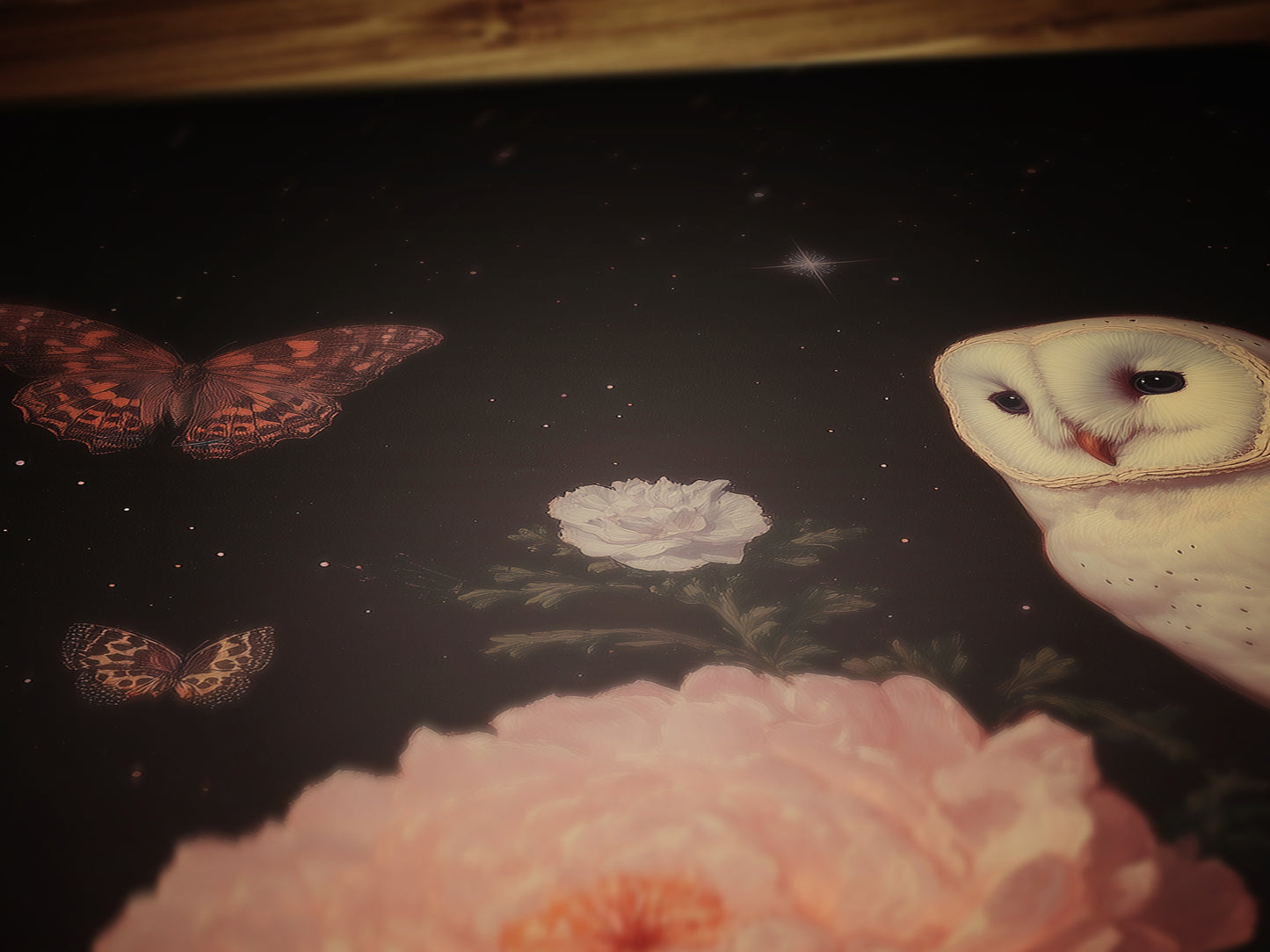 Vintage White Owl Art Print, Gothic Wall Art Poster, Moody Floral Botanical Poster, Dark Academia Aesthetic, Gothic Nature Wall Decor