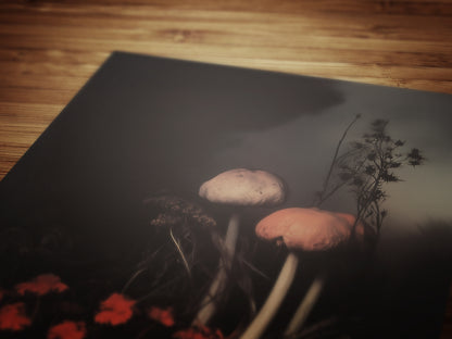 Dark Mushroom Floral Art Print, Moody Botanical Still Life, Gothic Cottagecore Wall Decor, Witchy Whimsigoth Goblincore Gift for Her