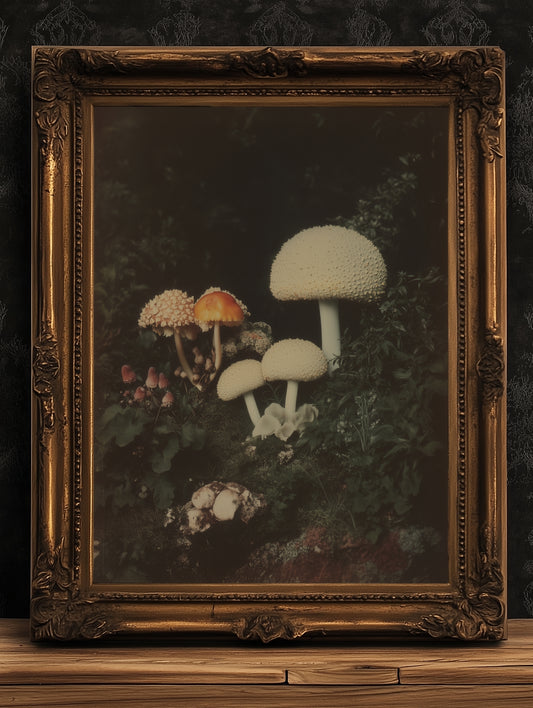 Mushroom Floral Art Print, Dark Moody Botanical Still Life, Gothic Cottagecore Wall Decor, Witchy Whimsigoth Goblincore Gift for Her