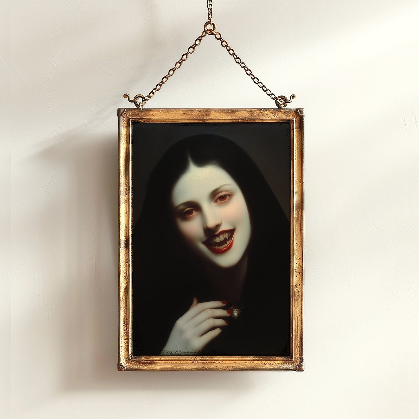 Gothic Vampire Woman Art Print, Moody Feminine Portrait, Haunted Dark Romance, Dark Academia Wall Decor, Moody Goth Interiors