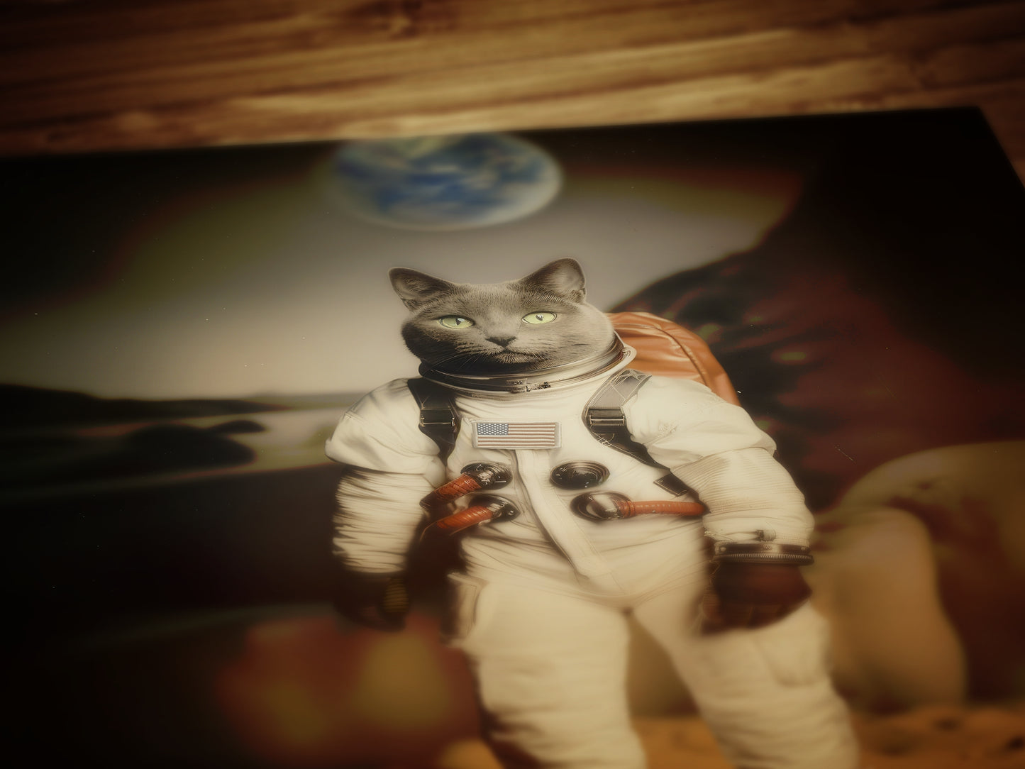 Cat Astronaut Poster, Space Kitty Apollo 11 Print, Retro Surreal Art Decor Gift, Space Themed Room Decor, Astronaut Nursery Decor